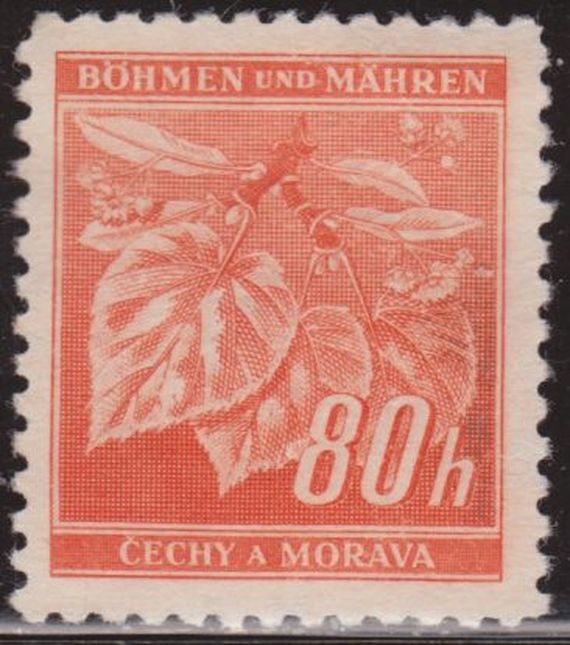 z vendido Bohemia y Moravia 1941 Scott 50 Sello º Flora Hojas de Tilo Linden Leaves & Closed Buds 80h Bohmen und Mahren Cechy a Moravia Ceskolovensko Czechoslovakia Tchecoslovaquie